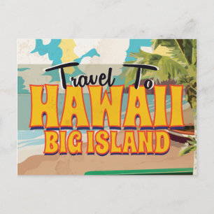 Hawaii Big Island Wedge Vintage Travel Poster Postkarte