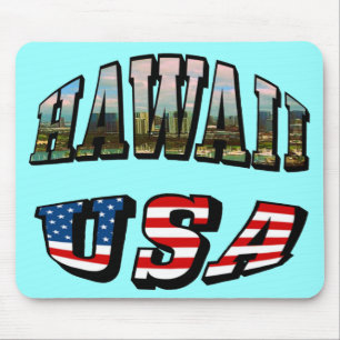 Hawaii-Bild und USA-Flagge-Text Mousepad