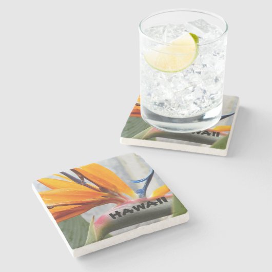 Hawaii Bird of Paradise Pflanze Blume Steinuntersetzer (Seitenansicht)