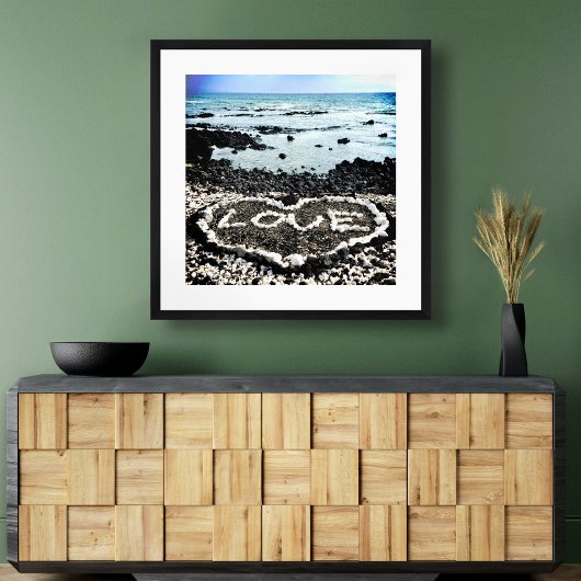 Hawaii Black Sand Beach & Coral "Liebe" Foto Poster
