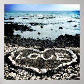 Hawaii Black Sand Beach & Coral "Liebe" Foto Poster (Vorne)