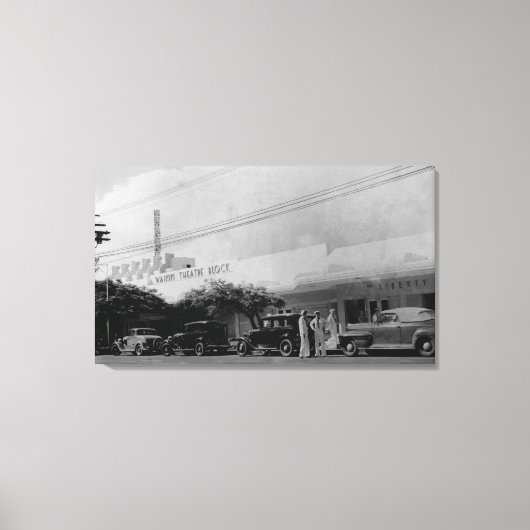 Hawaii - Blick auf den Waikiki-Theaterblock Leinwanddruck (Vorderseite)