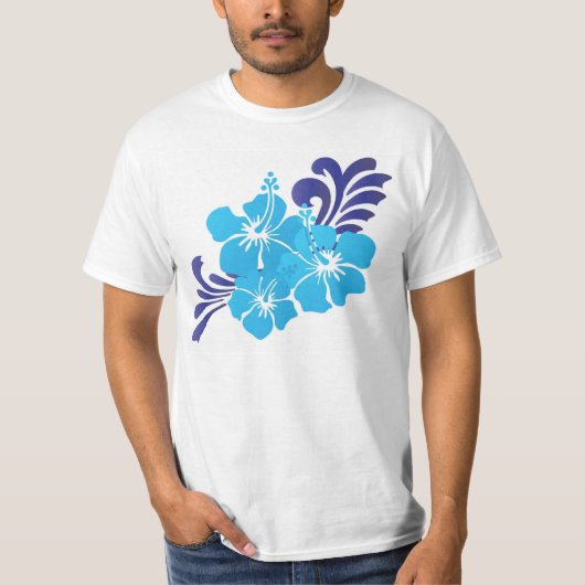 Hawaii Blue Hibiskus Blume T-Shirt (Vorderseite)