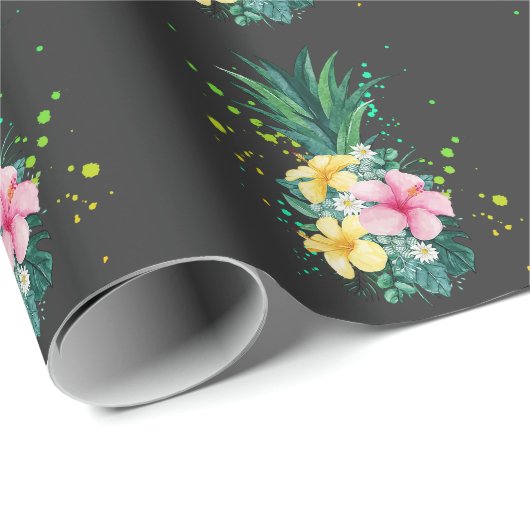 Hawaii Blume Ananas Geschenkpapier (Rolleneckpunkt)
