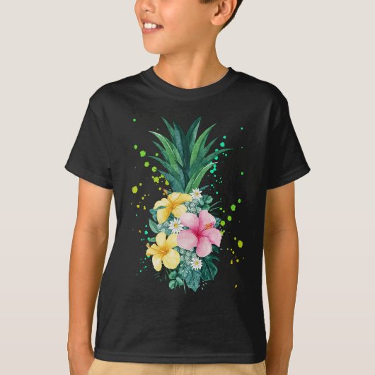 Hawaii Blume Ananas T-Shirt (Vorderseite)