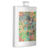 Hawaii Blume Hula Vintage Blumengrafik Flachmann (Rechts)