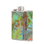 Hawaii Blume Hula Vintage Blumengrafik Flachmann (Links)