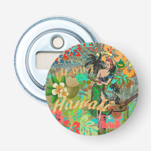 Hawaii Blume Hula Vintage Blumengrafik Flaschenöffner
