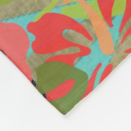 Hawaii Blume Hula Vintage Blumengrafik Fleecedecke (Ecke)