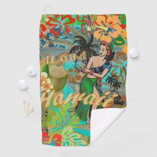 Hawaii Blume Hula Vintage Blumengrafik Golfhandtuch