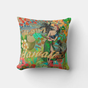 Hawaii Blume Hula Vintage Blumengrafik Kissen