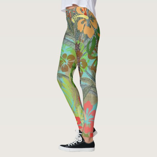 Hawaii Blume Hula Vintage Blumengrafik Leggings (Links)
