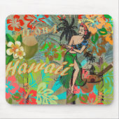 Hawaii Blume Hula Vintage Blumengrafik Mousepad (Vorne)