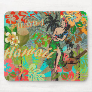 Hawaii Blume Hula Vintage Blumengrafik Mousepad