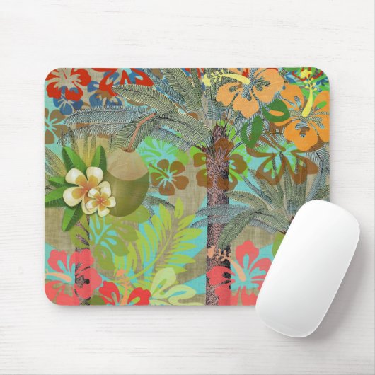 Hawaii Blume Hula Vintage Blumengrafik Mousepad (Mit Mouse)