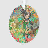 Hawaii Blume Hula Vintage Blumengrafik Ornament (Vorderseite)