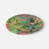 Hawaii Blume Hula Vintage Blumengrafik Pappteller (Schrägansicht)