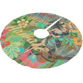 Hawaii Blume Hula Vintage Blumengrafik Polyester Weihnachtsbaumdecke (Schrägansicht)
