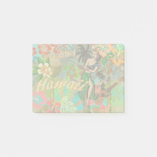 Hawaii Blume Hula Vintage Blumengrafik Post-it Klebezettel (Vorderseite)
