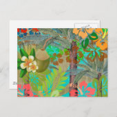 Hawaii Blume Hula Vintage Blumengrafik Postkarte (Vorne/Hinten)