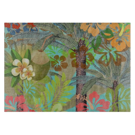 Hawaii Blume Hula Vintage Blumengrafik Schneidebrett (Vorderseite)