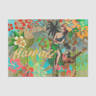 Hawaii Blume Hula Vintage Blumengrafik Seidenpapier