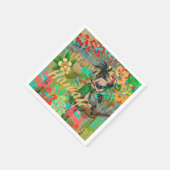 Hawaii Blume Hula Vintage Blumengrafik Serviette (Ecke)