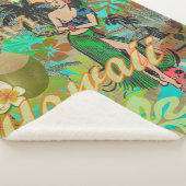 Hawaii Blume Hula Vintage Blumengrafik Sherpadecke (3/4)