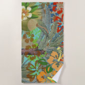 Hawaii Blume Hula Vintage Blumengrafik Strandtuch (Vorderseite)