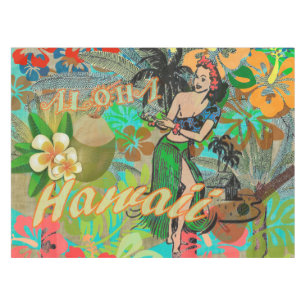 Hawaii Blume Hula Vintage Blumengrafik Tischdecke