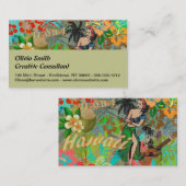 Hawaii Blume Hula Vintage Blumengrafik Visitenkarte (Vorne/Hinten)