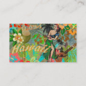 Hawaii Blume Hula Vintage Blumengrafik Visitenkarte (Rückseite)