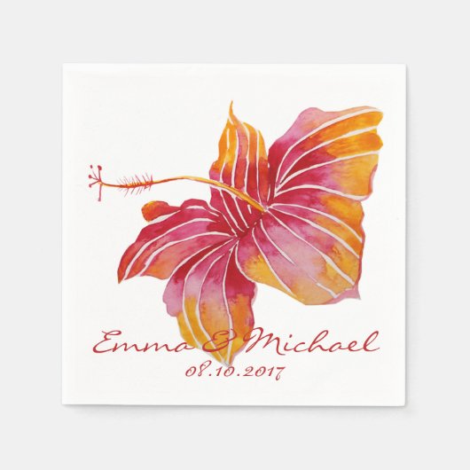 Hawaii Blume Personalisiert Hochzeitspapier Napkin Serviette (Vorderseite)