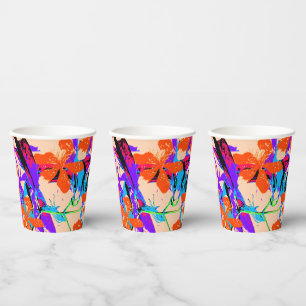 Hawaii Blume Rosa und Lila Glas Pappbecher