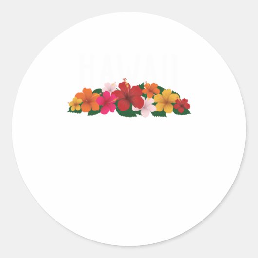 Hawaii-Blume Vintager Weißtext Runder Aufkleber (Vorderseite)