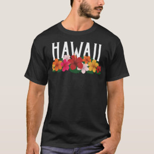Hawaii-Blume Vintager Weißtext T-Shirt