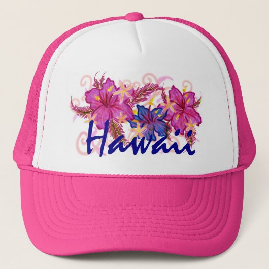 Hawaii-Blumenhut Truckerkappe (Vorderseite)
