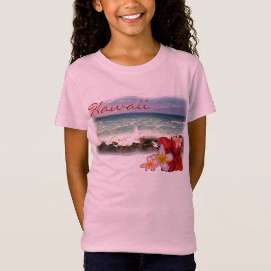 Hawaii-Blumenmädchen-Shirt T-Shirt (Vorderseite)