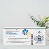 Hawaii Boarding Pass Hochzeit Einladung (Stehend Vorderseite)