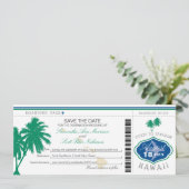 Hawaii Boarding Pass Save the Date (Stehend Vorderseite)