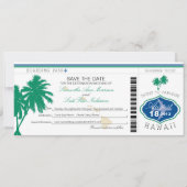 Hawaii Boarding Pass Save the Date (Vorderseite)