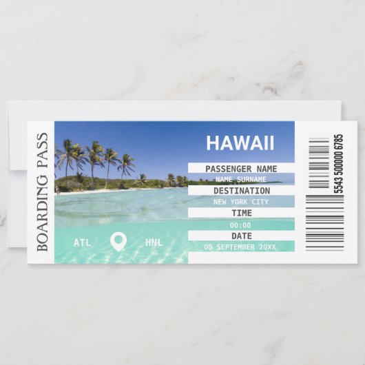 Hawaii Boarding Pass Wochenende Einladung (Vorderseite)