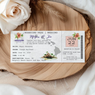 Hawaii Bordkarte Ticket Hochzeits-Einladung Einladung