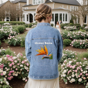 Hawaii Braut Tropical Bird of Paradise Floral Jeansjacke