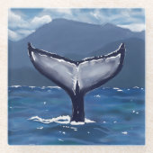 Hawaii Buckelwal Schwanz Kunst Glasuntersetzer (Vorderseite)