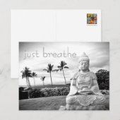 Hawaii Buddha Black and White Foto Atmen Sie einfa Postkarte (Vorne/Hinten)