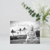 Hawaii Buddha Black and White Foto Atmen Sie einfa Postkarte (Stehend Vorderseite)