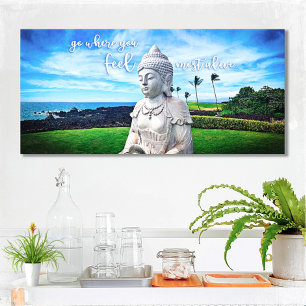Hawaii Buddha Küstenfoto Inspirierendes Zitat Leinwanddruck