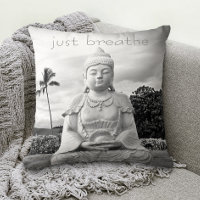 Hawaii Buddha Schwarz-weißes Foto nur atmen Zitat