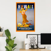 Hawaii by Clipper Vintage Travel Poster (Heimbüro)
